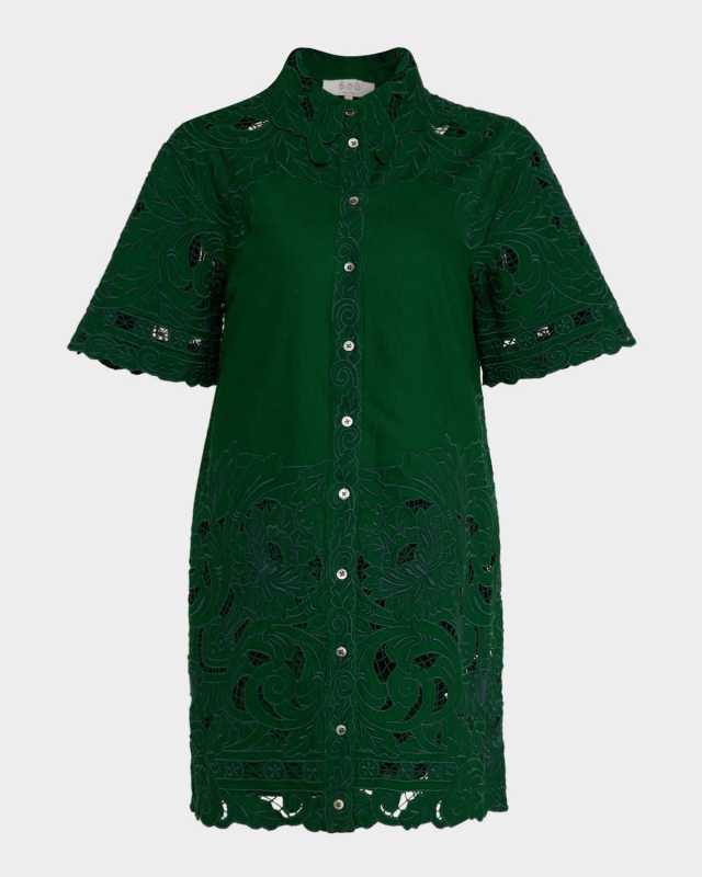 Ceci Embroidered Short-Sleeve Shirtdress